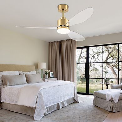 52-Inch ceiling fan, 3-color light, 3 ABS blades, DC motor, 5/10" downrods, 6-speed remote