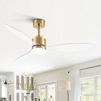 52-Inch ceiling fan, 3-color light, 3 ABS blades, DC motor, 5/10" downrods, 6-speed remote
