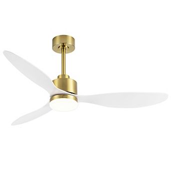 52-Inch ceiling fan, 3-color light, 3 ABS blades, DC motor, 5/10" downrods, 6-speed remote