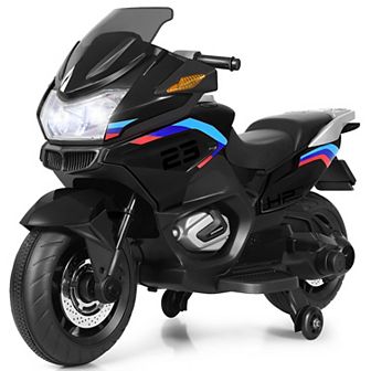 Costway 12V Kids Ride On Motorcycle Electric Motor Bike w/ Training Wheels & Light