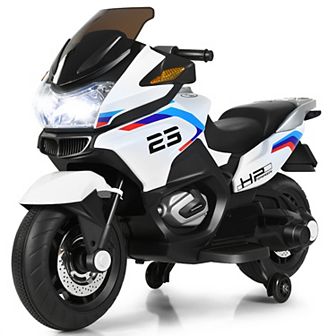 Costway 12V Kids Ride On Motorcycle Electric Motor Bike w/ Training Wheels & Light
