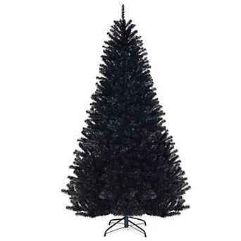 Costway 6FT/7.5Ft Hinged Artificial Christmas Tree Full Tree w/ Metal Stand Black