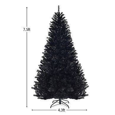 Costway 6FT/7.5Ft Hinged Artificial Christmas Tree Full Tree w/ Metal Stand Black