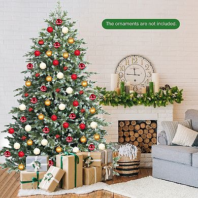 Costway 7ft Artificial Christmas Spruce Hinged Tree w/ 1260 Mixed PE & PVC Tips