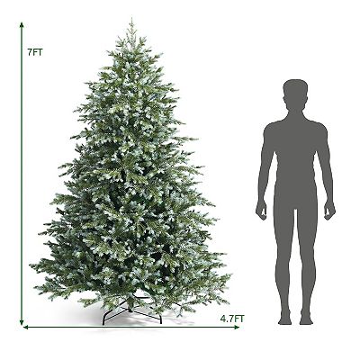 Costway 7ft Artificial Christmas Spruce Hinged Tree w/ 1260 Mixed PE & PVC Tips