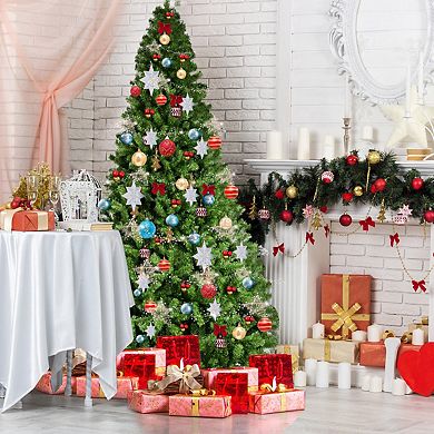 Costway 6FT/7.5FT/9FT PVC Christmas Tree Hinged Solid Metal Legs