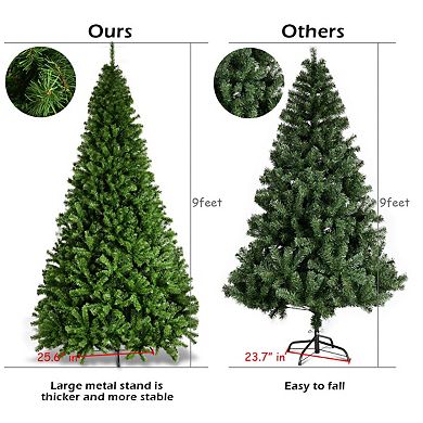 Costway 6FT/7.5FT/9FT PVC Christmas Tree Hinged Solid Metal Legs