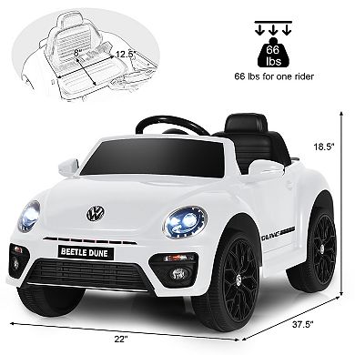 Costway 12V Kids Ride On Car Licensed Volkswagen Beetle w/ Remote Control & Music