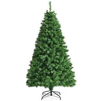 Costway 5/6/7 ft Pre-lit Fiber Optic PVC Artificial Christmas Tree with 449/617/820 Branch Tips