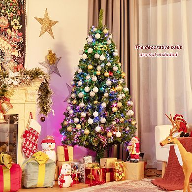 Costway 5/6/7 ft Pre-lit Fiber Optic PVC Artificial Christmas Tree with 449/617/820 Branch Tips