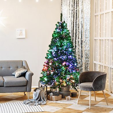 Costway 5/6/7 ft Pre-lit Fiber Optic PVC Artificial Christmas Tree with 449/617/820 Branch Tips