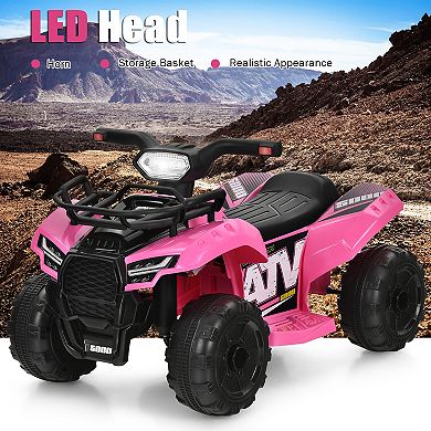 Costway 6V Kids ATV Quad Electric Ride On Car Toy Toddler with LED Light MP3
