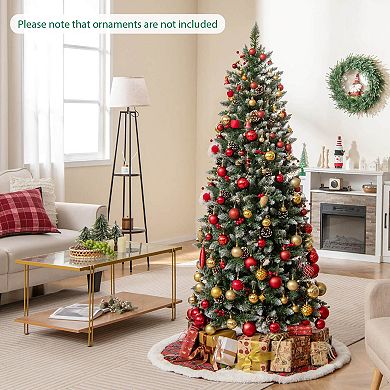 Costway 6 FT Pre-Lit Artificial Christmas Tree with 618 Snowy Branch Tips 280 LED Lights