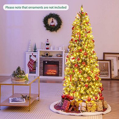 Costway 6 FT Pre-Lit Artificial Christmas Tree with 618 Snowy Branch Tips 280 LED Lights