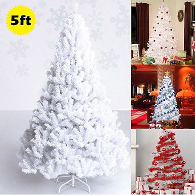 Costway 5Ft Christmas Tree Artificial PVC W/Stand Indoor Outdoor Decoration White