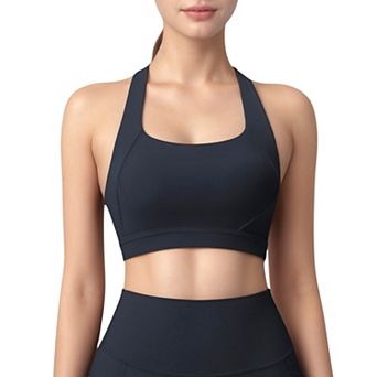 Women's Scoop Neck Seamless Athletic Crop Top with Wide Shoulder Straps