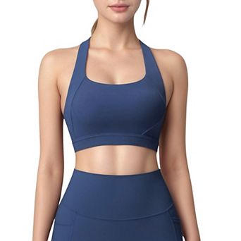 Women's Scoop Neck Seamless Athletic Crop Top with Wide Shoulder Straps