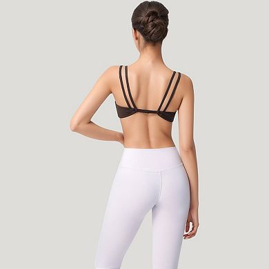 Women's Scoop Neck Sports Bra with Wide Straps and Seamless Design