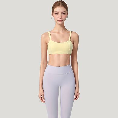 Women's Square Neck Sports Bra with Wide Fixed Straps and Smooth Seamless Design