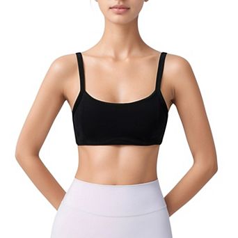 Women's Square Neck Sports Bra with Wide Fixed Straps and Smooth Seamless Design
