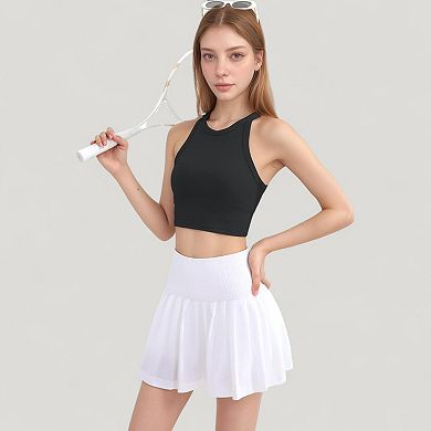 Women's High Neck Racerback Athletic Top with Contoured Seam Details