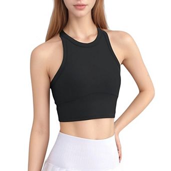 Women's High Neck Racerback Athletic Top with Contoured Seam Details