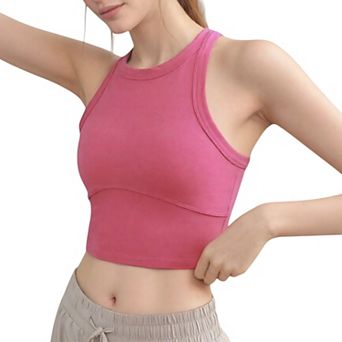 Women's High Neck Racerback Athletic Top with Contoured Seam Details