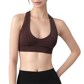 Women's Low Scoop Neck Sports Bra with Open Back Strap Design and Supportive Elastic Band