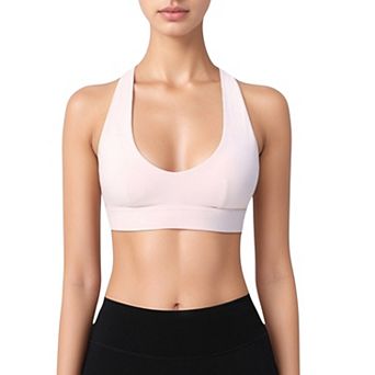 Women's Low Scoop Neck Sports Bra with Open Back Strap Design and Supportive Elastic Band