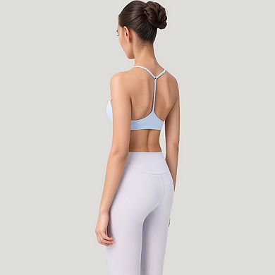 Women's Scoop Neck Sports Bra with Thin Adjustable Straps and Smooth Seamless Design