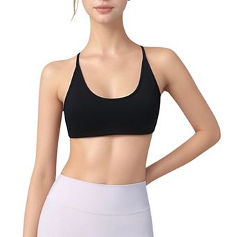 Women's Scoop Neck Sports Bra with Thin Adjustable Straps and Smooth Seamless Design