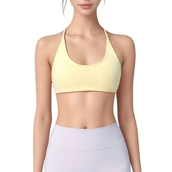 Women's Scoop Neck Sports Bra with Thin Adjustable Straps and Smooth Seamless Design