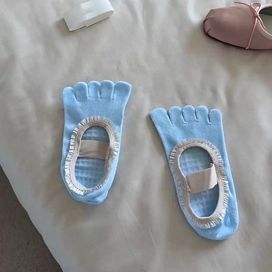 Women's 2-Pack Five-Toe Socks with Ruffle Trim and Ballet-Inspired Strap in Two Unique Styles