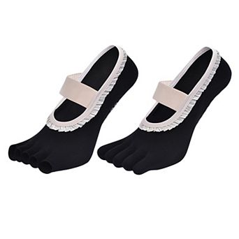 Women's 2-Pack Five-Toe Socks with Ruffle Trim and Ballet-Inspired Strap in Two Unique Styles