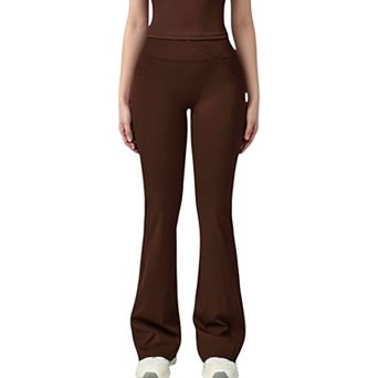 Women's Crossover Waist Flare Lounge Pants in Soft Woven Fabric with Streamlined Silhouette