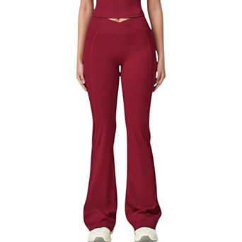 Women's Crossover Waist Flare Lounge Pants in Soft Woven Fabric with Streamlined Silhouette