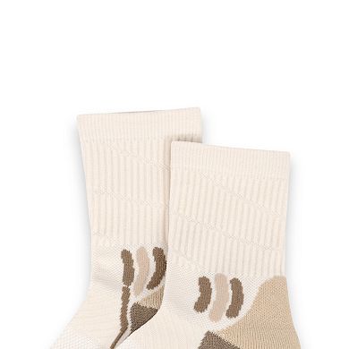 Women's 3 Pair Pack Sports Crew Socks with Color Block Toes Cushioned Soles and Ribbed Knit Design