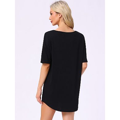 2 Packs Women's T-shirt Nightgown Soft V Neck Sleepshirts Comfy Oversized Nightshirt