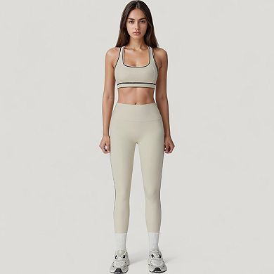 Women's High Waist Contoured Seam Activewear Leggings with Stretch Fit and Full Length