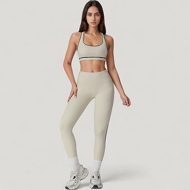 Women's High Waist Contoured Seam Activewear Leggings with Stretch Fit and Full Length