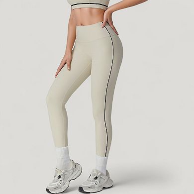 Women's High Waist Contoured Seam Activewear Leggings with Stretch Fit and Full Length