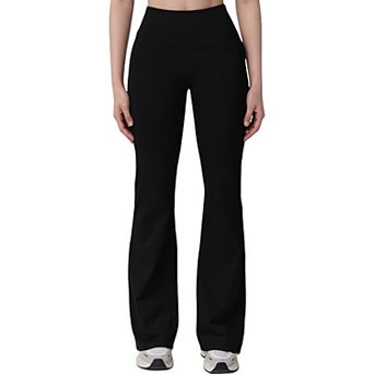 Women's High Waist Flare Lounge Pants with Smooth Woven Fabric and Fitted Contoured Silhouette