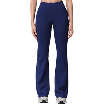 Women's High Waist Flare Lounge Pants with Smooth Woven Fabric and Fitted Contoured Silhouette
