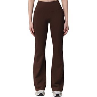 Women's High Waist Flare Lounge Pants with Smooth Woven Fabric and Fitted Contoured Silhouette