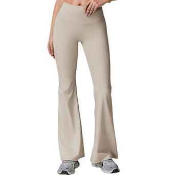 Women's High Waist Flare Lounge Pants with Smooth Woven Fabric and Fitted Contoured Silhouette