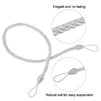 Curtain Tiebacks Ropes, 4Pcs Decorative Tie Backs Braided Curtain Holdback Cord w Screw Hooks, Bolts
