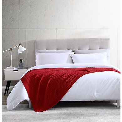 Kate Aurora University Living "the Scholar" Cable Knit Cotton Accent Throw Blanket