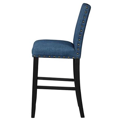 New Classic Furniture Furniture Crispin Solid Wood 29 Barstool - Marine Blue (Set of 2)