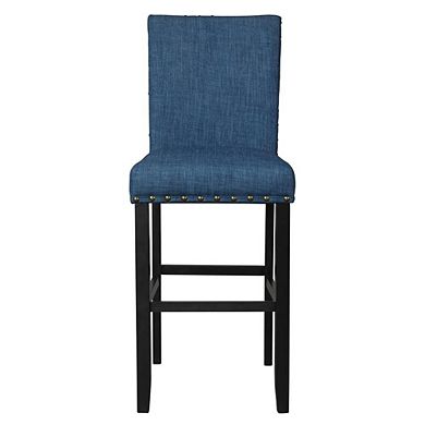 New Classic Furniture Furniture Crispin Solid Wood 29 Barstool - Marine Blue (Set of 2)