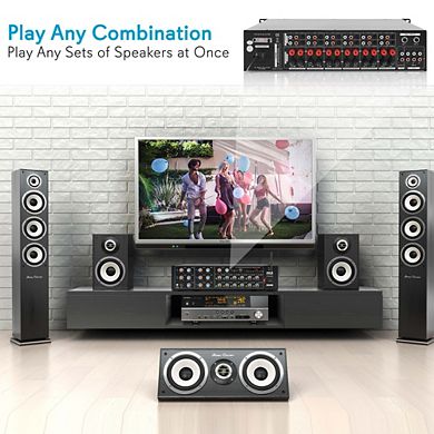 Pyle 12 Channel Audio Karaoke Mixer Amplifier, 6000W, Bluetooth, MP3/USB/SD/AUX, Rack Mount